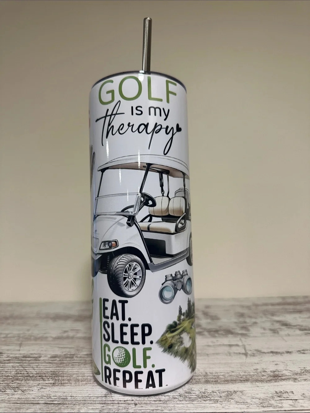 Golf Is My Therapy Stainless Tumbler - White